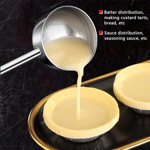 Small Soup Ladle SUS304 Stainless Steel Metal Deep Spoon With Pour Spout 2 oz Long Handle Gravy Ladles Heat-Resistant for Kitchen Cooking Serving Soups and Drizzle Sauces 2 Pack Set (10.5 inch)