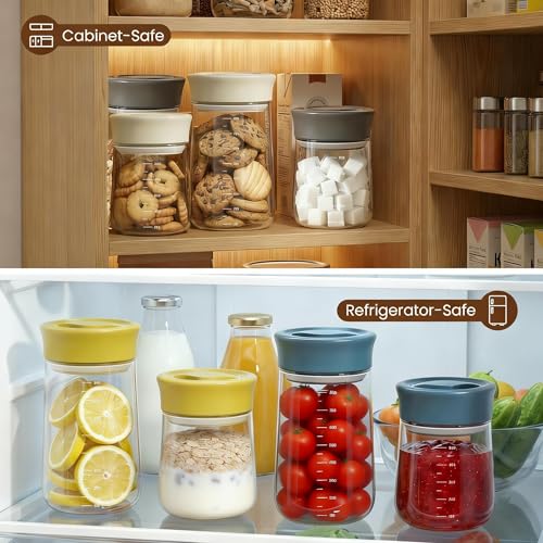 OURCABECUE Wide Mouth Mason Jar 27 oz, 2026 Upgrade 90° Rotating Lid Glass Storage Jar, Food Grade Overnight Oats & Yogurt Jar, Dry Snacks Candies jar - color: White, size: 27OZ