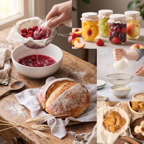 Peryiter 40 Pcs 20 x 20 Inches Cheese Cloths Bulk, Grade 100, Hemmed Reusable Cheesecloth Bag for Straining Unbleached Cotton Muslin Cloth for Cheese Making, Cooking, Baking, Butter, Juicing, Turkey