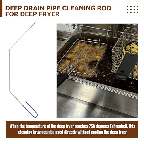 Deep Fryer Cleanout Rod 25" Stainless Steel Angled Drain Cleaning Unclogger Tool for Commercial Kitchen, Restaurant Fryer, 2 PCS - color: 2pcs Cleanout Rod