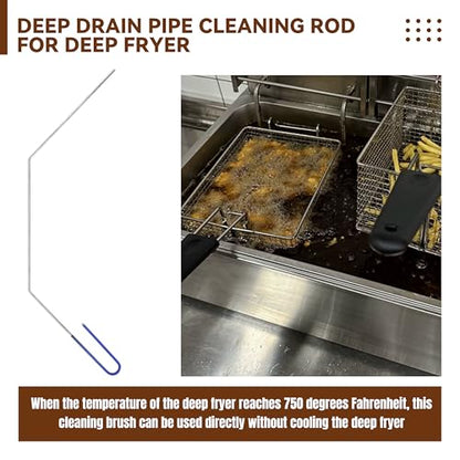 Deep Fryer Cleanout Rod 25" Stainless Steel Angled Drain Cleaning Unclogger Tool for Commercial Kitchen, Restaurant Fryer, 2 PCS - color: 2pcs Cleanout Rod