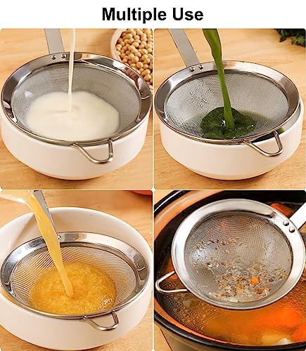 5.5inch 304 Stainless Steel Fine Mesh Strainer for Kitchen, Colander-Skimmer with Handle, Metal Sieves Sifters - size: 5.5inch