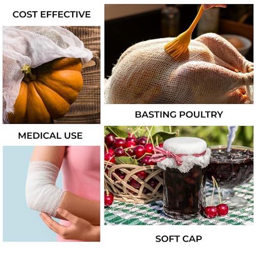 Dark White Premium Cheesecloth for Straining – 4 Yard Roll 2 Pack, Grade 50 Unbleached Organic Cotton Cheese Cloth, Reusable Food Grade Cooking Cloth for Nut Milk, Cheese Making & Kitchen Use - size: 4 Yard Roll - Grade 50