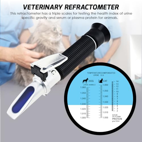3-in-1 Animal Clinical Refractometer, Veterinary Refractometer, Scale Clinical Refractometer for Cat and Dog Urine Specific Gravity and Serum Protein Health Index with ATC - color: Urine Sg / serum protein
