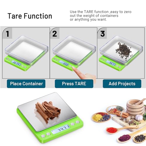 Fuzion Digital Scale .01 Gram Accuracy, 500g Mini Food Scales for Small Jewelry, Gold, Herb, Spice - Weight Gram and Oz - color: Green