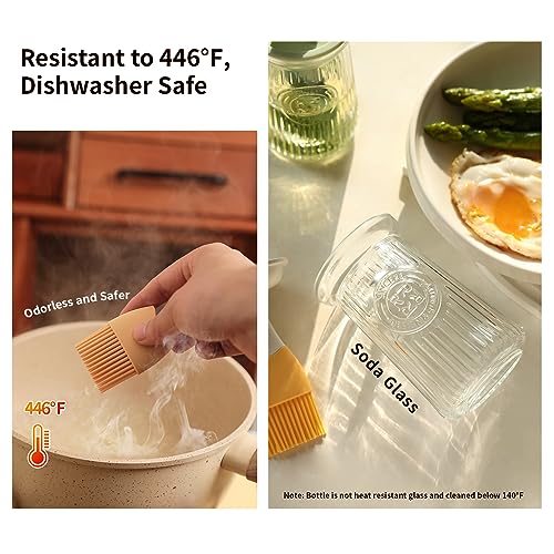 Oil Dispenser with Brush - Glass Olive Oil Dispenser for Kitchen, 3 IN 1 Oil Dispenser Bottle with Silicone Basting Brush for Cooking Vinegar Sauce BBQ Grill Frying (Brown) - color: Brown, style: 1 Pack