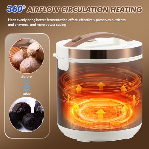 Moongiantgo 7.5L Black Garlic Fermenter, Automatic Intelligent Control Garlic Fermenter Natto, Yogurt, Kimchi, Wine Fermenter Machine, Garlic Cooker with Precise Time Temperature Control, 110V (Brown) - color: Brown