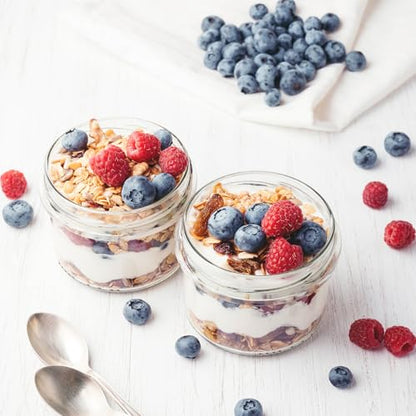 SHOWIN Overnight Oats Containers with Lids, 10oz Glass Jars with Lids 2 pcs, Apricot, Wide Mouth Mason jars for Salad, Yogurt, Snacks, Meal Prep - color: Camel, size: 10oz-2pc