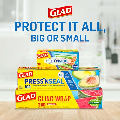 Glad Press'N Seal Food Plastic Wrap,70 Square Foot Roll (Package May Vary),(Pack of 12) - size: 70 Sq Ft (Pack of 12)
