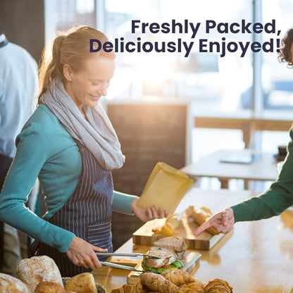 Fit Meal Prep 200 Pack Paper Sandwich Bags 7 x 6”, Greaseproof Snack Bags, Unbleached Pastry Bag, Recyclable Small Brown Paper Bags, Cookie Sleeves, Food Packing for Bakery, Donuts, Bagels