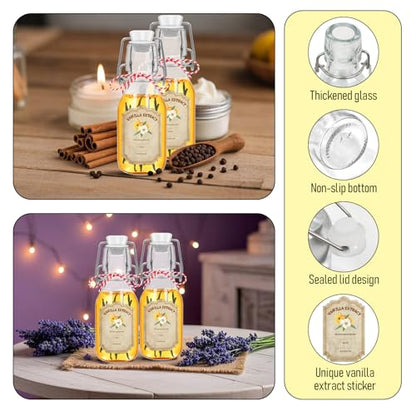 20 pack 4 oz vanilla extract bottles swing top glass bottles with lids homemade vanilla small flip top jars with airtight circle clear - color: 20PC-4OZ-Circle