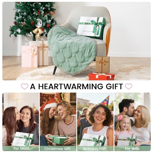 immtree Weighted Heating Pad for Period Cramps, 29" x 24" Extra Large Electric Heated Pads 5 lbs, Back Shoulder Knee Abdomen Pain Relief, Soft Warm Heavy Lap Blanket, Grey Green - color: Sage Green, size: 29"x24" 5 Pound