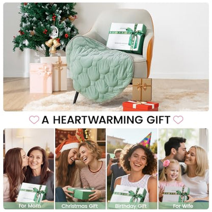 immtree Weighted Heating Pad for Period Cramps, 29" x 24" Extra Large Electric Heated Pads 5 lbs, Back Shoulder Knee Abdomen Pain Relief, Soft Warm Heavy Lap Blanket, Grey Green - color: Sage Green, size: 29"x24" 5 Pound