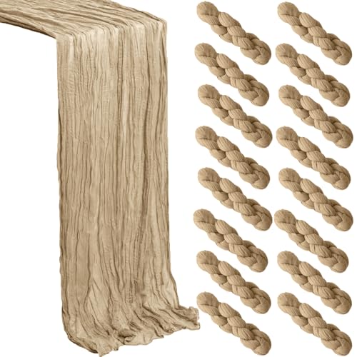 Beige Cheesecloth Table Runner 16 Pack, 21x120 Inch Summer Easter Gauze Table Runner-Rustic Cheese Cloth Runners for Wedding,Bridal&Baby Shower,Birthday Party,Farmhouse&Holiday Table Decor - color: Beige, size: 16Pack