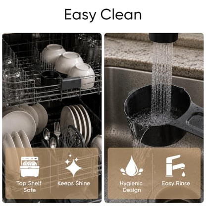 Color Up ½ Cup Measuring Cup (120 ml) – Premium Black Stainless Steel, Accurate for Wet & Dry Ingredients, Embossed Markings, Easy-Pour Spouts, Dishwasher-Safe, Kitchen Essential - size: 1/2 Cup (120 ml) Black