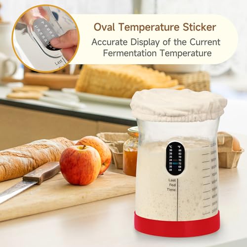 Coco Bird Pro Sourdough Starter Kit- 50oz Large Capacity Sourdough Starter Jar, 17 Flavorful Fermentation Recipes, Sourdough Bread Baking Supplies for Making Delicious Sourdough Breads(Red, 2Set) - color: Red