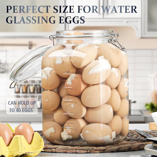 Folinstall 1 Gallon Square Super Wide-Mouth Glass Jars with Airtight Lids, Glass Storage Jars with 2 Measurement Mark, Sturdy Canning Jars with Large Capacity 4100 ML For Overnight Oats