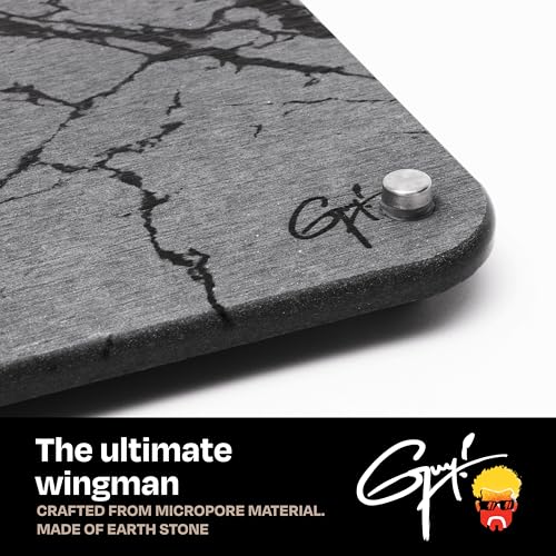 Guy Fieri’s Flavortown Stone Dish Drying Mat 16"x12" with Anti-Slip Stainless Steel Feet, Kitchen Counter Mat, Durable Stone Drying Rack for Dishes and Glassware, Gray Dark Marble - color: Gray Dark Marble