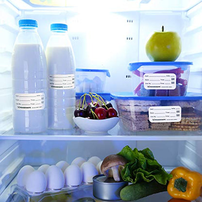 Outus 1500 Pieces Removable Food Labels for Containers 1 x 2 Inch Date Stickers Waterproof Food Storage Freezer Tape Roll Easy Write Clean Oil Resistant for Restaurant Kitchen Home Meal Prep