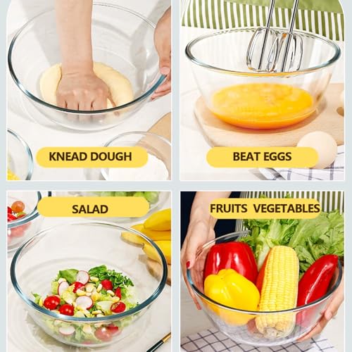 5 Quart Deep Big Glass Bowl with Lid,10 Inch Large Glass Mixing Bowl for Sourdough Bread Kitchen Salad Bread Storage, For Prepping, Marinating & Brining Kimch - color: Gray