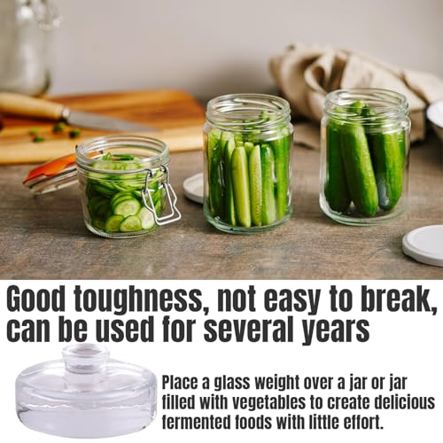 Fermenting Weights with Handle 230g Fermentation Weights Glass for Fermenting Sauerkraut Pickles Kimchi Transparent 2.8in for Wide Mouth Jars