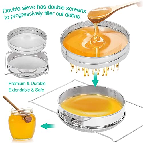 Stainless Steel Double Sieve Honey Strainer Filter for 5 Gallon Buckets Honey Extractor Equipment