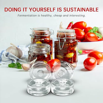 4Pcs Wide-Mouth Fermentation Glass Weight Set With Easy Grip Perfect For Home Brewing, Pickling, Canning, Fermented Fruits, Sauerkraut, Kimchi And More. (4)