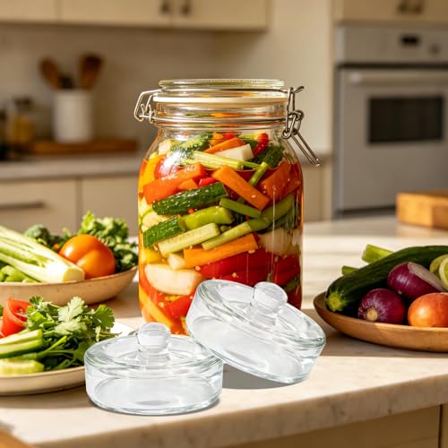 Fermentation Weight Set of 4,Glass Weights for Fermenting,3.15 Inch Large Gallon Fermenting Weights for Sauerkraut,Kimchi - style: Concave