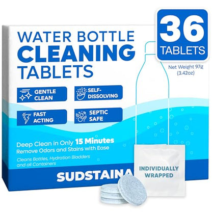 Sudstainables Water Bottle Cleaning tablets bundle with Washing Machine Cleaning tablets