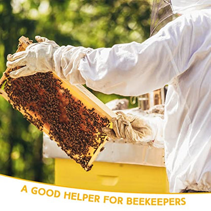 Xuhal Bee Keeping Hats and Gloves Includes Thick Goatskin Leather Bee Gloves with Ventilated Sleeves and Bee Keeper Fencing Veil Mosquito Hats Sun Hat with Hidden Net Mesh Mask