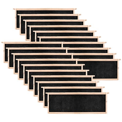 20 Pack Honey Bee Frames with 100% Beeswax Coated Food Grade Foundation Sheets, Complete Unassembled Medium Super Beehive Frames and Foundations - color: 20 Super Frame black