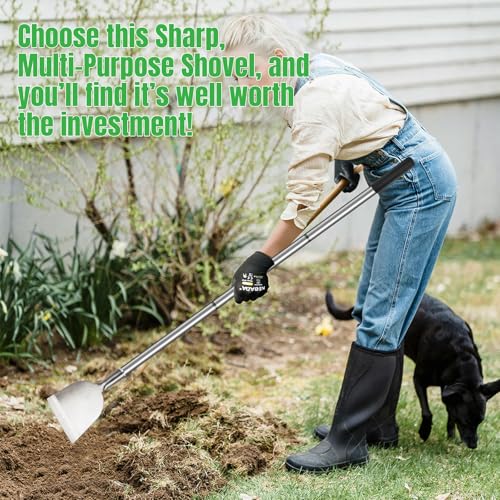 Snow Shovel for Driveway, Ice Scraper, Floor Scraper Long Handle, Garden Shovel Heavy Duty with Flat Head, Weed Scraper, Sod Cutter Remover Tool for Lawn Edger, Edging Shovels for Landscaping,