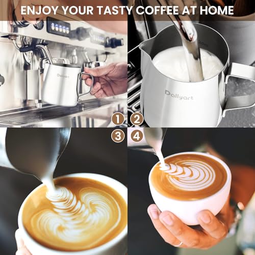 Milk Frothing Pitcher, Dailyart 6.8oz/200ml Milk Frother Cup 304 Stainless Steel Steaming Pitcher With Internal Scale, Espresso Accessories, Frother Pitchers For Espresso Machine Cappuccino Latte Art - size: 6.8 Ounces