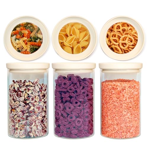 Urban Green Glass Food Storage Jar with Glass Lid, Food Canister Set with Airtight Lids, Pantry Jar for Kitchen Organization. Food Storage Container Set in 6 pack of 26oz - color: White-6P-26oz
