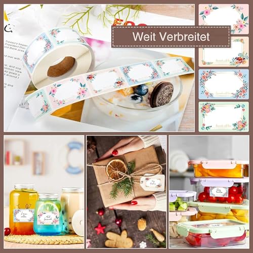 250 Pcs Blank Floral Handwritten Name Labels, Waterproof Oil Resistant Tear Resistant Removable No Residue Writeable Food Storage Stickers for Fridge, Jars, Food Containers, Pantry and Meal Prep