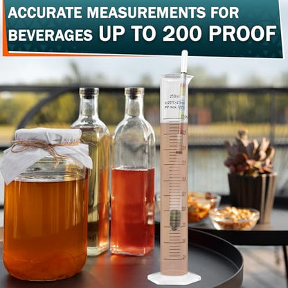 Triple-Scale Hydrometer Kit with Plastic Test Jar for Wine, Beer, Mead and Kombucha - Alcohol Tester, Hydrometer Alcohol, ABV, Brix & Gravity Tester - Brewing Supplies, Valentine Day Gift for Brewers