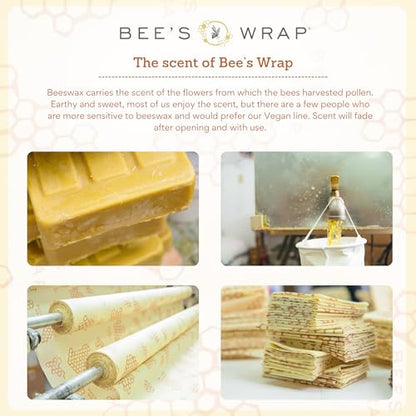 Bee's Wrap Beeswax Wraps for Food - 3 Pack of Assorted Beeswax Wraps - Small, Medium & Large Wrap - Plastic Free Made in USA Reusable Natural Food Wrap - Bakery Lane Print - style: 3 Pack (Bakery Lane)