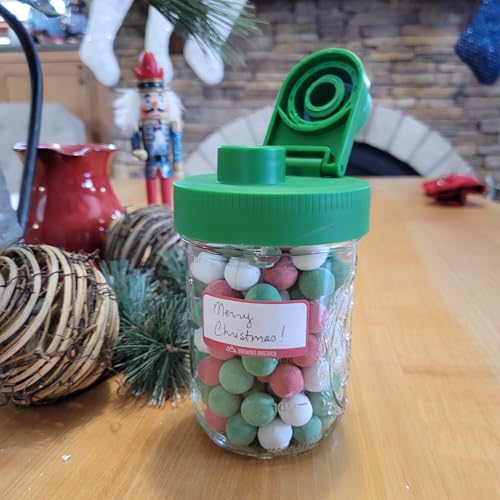 Mason Jar Lids Wide Mouth Plastic 4 Pack - With Flip Cap Screw Top Pouring Spout and Drink Hole - Fits Kerr and Ball Canning Jars - Wet/Dry Food and Liquid Storage - MADE IN USA (Tractor Green) - color: Tractor Green