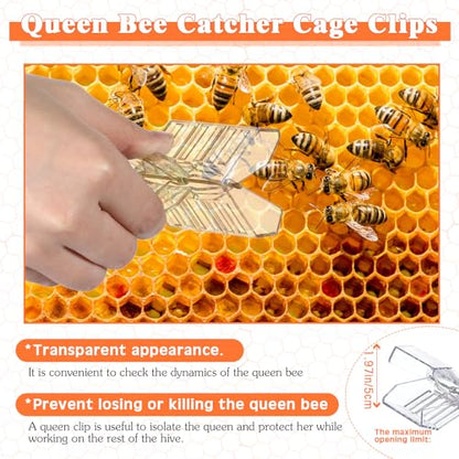 Qualirey 11 Pcs Queen Bee Marking Kit with Queen Bee Marking Bottles Marking Pens Plastic Queen Bee Catcher Cage Clips Beehive Entrance Gate Queen Bee Cell Cups Push Pins for Beekeeping Supplies