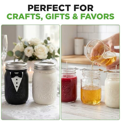 NutriChef 12-Pack 16 oz Mason Jars with Lids - Thick Glass Canning Jars with Stainless Steel Lids - Ideal for DIY Spices, Meal Prep, Overnight Oats, Jelly, Jam, Honey, Candles, Crafts, & More - style: 12 Pack