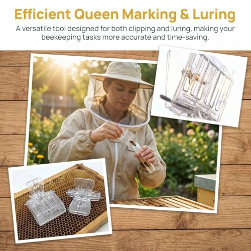 NIIIYTYB Bee Clip 2 Pcs Plastic Bee Queen Clips Transparent Plastic Cage Clips Bee Catchers Trap Box Essential Beekeepers Mark Tool for Rearing Safely Capture Store and Marking Queen Cage