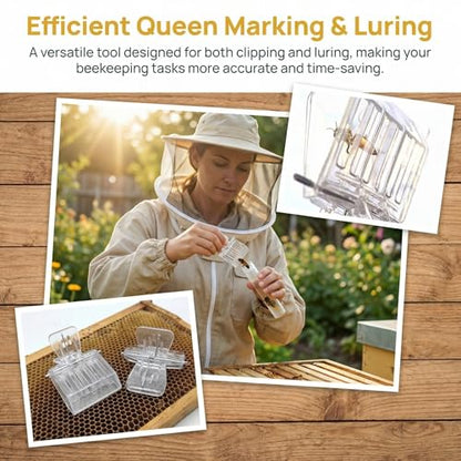 NIIIYTYB Bee Clip 2 Pcs Plastic Bee Queen Clips Transparent Plastic Cage Clips Bee Catchers Trap Box Essential Beekeepers Mark Tool for Rearing Safely Capture Store and Marking Queen Cage