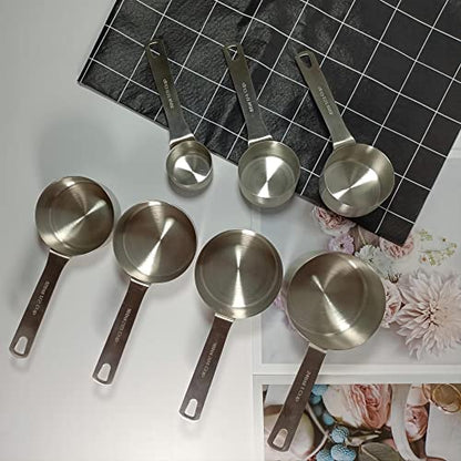 Measuring Cups Set, 18/8 Stainless Steel Measuring Cups for Dry & Liquid, Metal Measure Cups With Bonus Magnetic Conversion Chart for Kitchen & Baking - size: A: 8cups