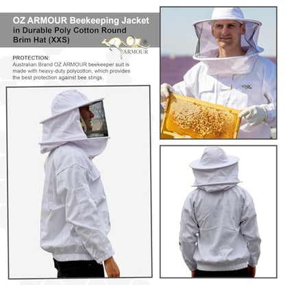 Beekeeping Jacket Poly Cotton Heavy Duty with Fencing Veil & Round Brim Hat Beekeeper Costume - size: 4X-Large