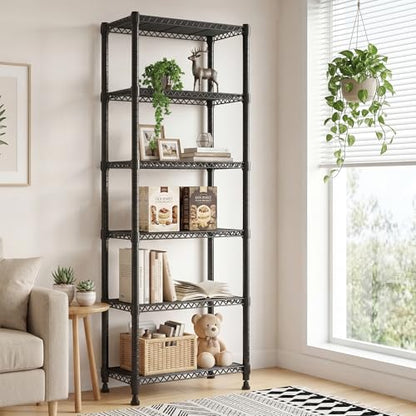 REIBII 6-Storage Shelves Metal Shelving Units and Storage Shelves, 72.2’’H Wire Shelving Garage Adjustable, Garage Storage Save Space, Heavy Duty Shelving for Pantry Kitchen, 24.3’’W X18’’D X72.2’’H - size: 【6 Tier】72"H X 24"W X 18"D