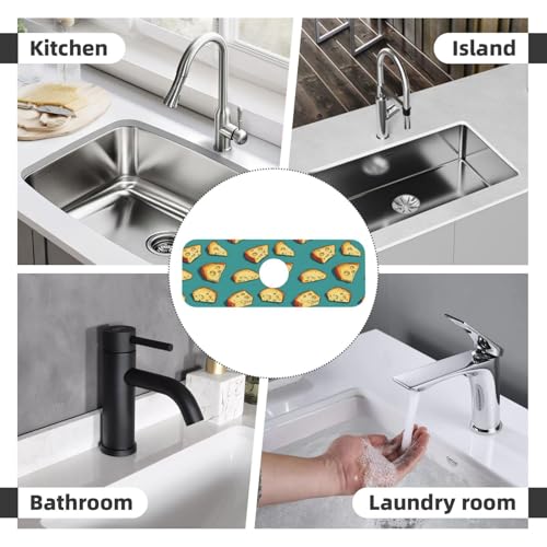 Cartoon Cheese Print Faucet Mat for Kitchen Sink, Faucets Mat Splash Guard Absorbent Fast Drying, Kitchen Sink Mats for Around Faucet Draining