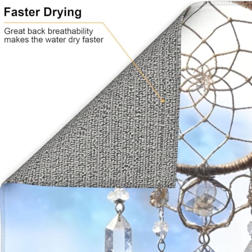 White fantasy dream catcher Dish Drying Mat for Kitchen Counter, Absorbent Microfiber Drainer Mats, Non-slip Kitchen Draining Mat for Coffee Machine Dish Rack Pad 18"x16" Dish Drainer Pad - color: White Fantasy Dream Catcher