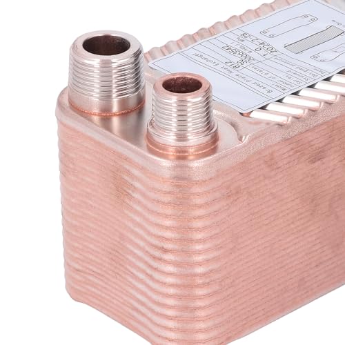 Plate Heat Exchanger, Homebrew Beer Wort Chiller, EATB12‑30 304 Stainless Steel Brazed Plate Heat Exchanger for Floor Heating, Water Heating, Snow Melting