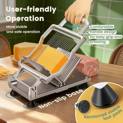 Huanyu Commercial Cheese Slicer Butter Cutter with 316 Stainless Steel Wire Customized 1/5 IN Blade Block Cheese Cutting Board Machine Aluminum Alloy Body, Home&Restaurant Kitchen Cooking Baking Tool