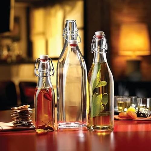 Bormioli Rocco Swing Top Glass Bottle (Set of 2) - 17 oz Reusable Container with Secure Metal Clasp, Ideal for Homemade Juices, Oil Infusions, Condiments, Mixers - Everyday Drinking Glasses - size: 17 Oz.